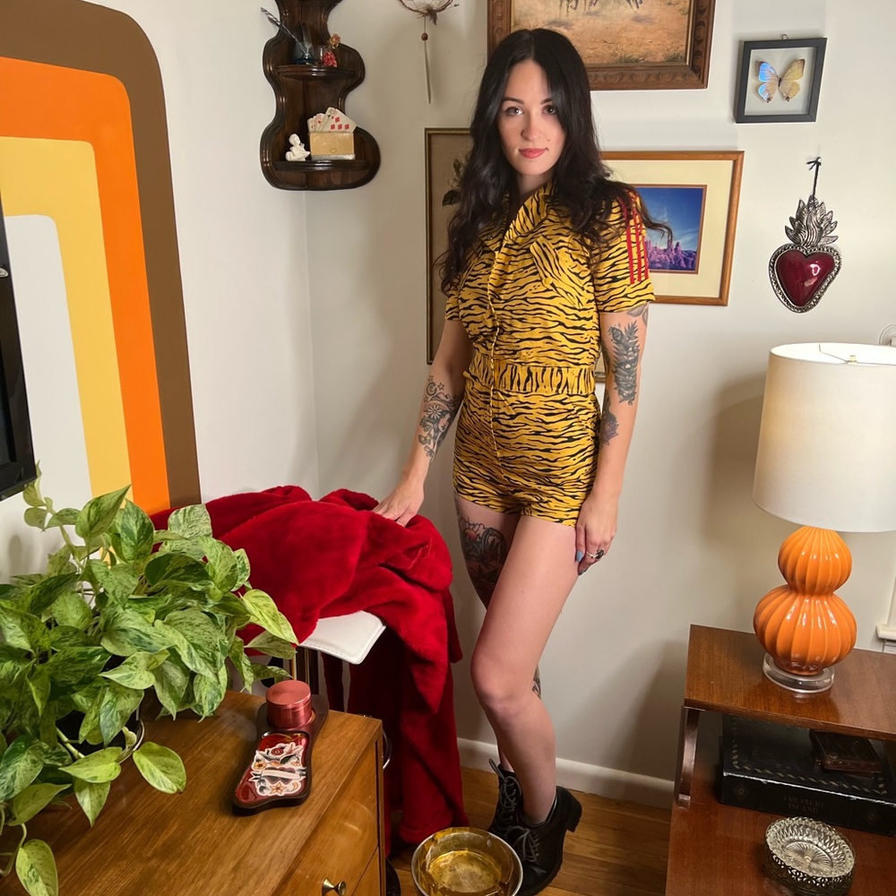 AMAZING Jeremy Scott X Adidas collab tiger printed romper new with tags!